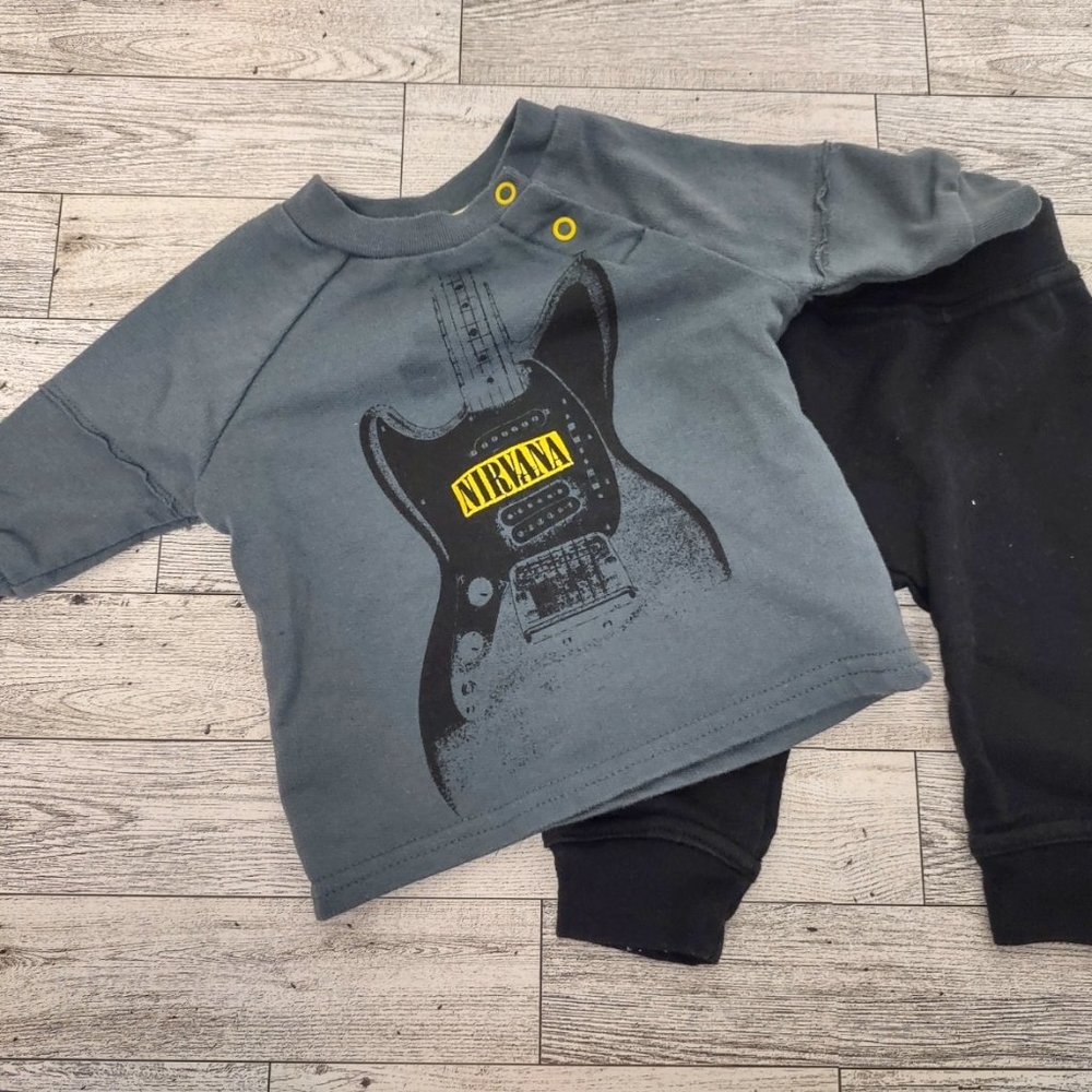 Nirvana Rock and Roll Band Baby Boy 0-3 Months set No Damage/ Soiling